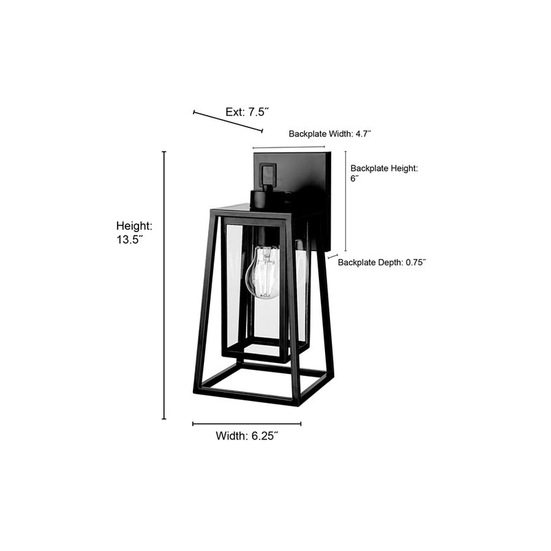 Millennium Lighting Denzell 1Lt 14" Outdoor Sconce, Black/Clear