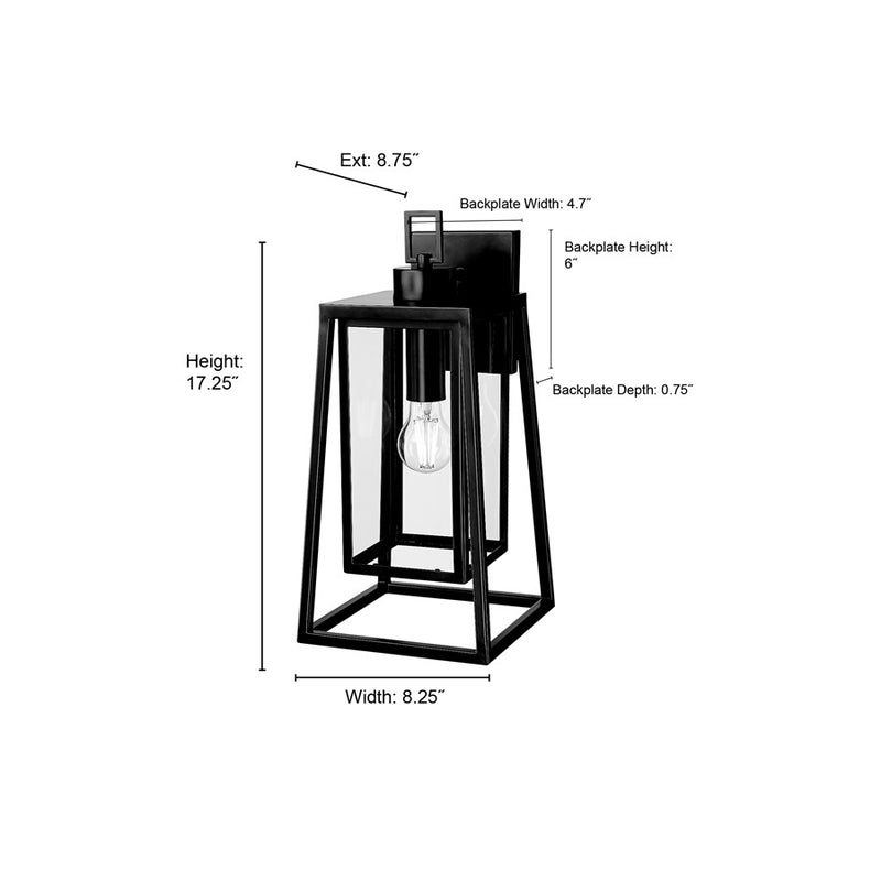 Millennium Lighting Denzell 1Lt 17" Outdoor Sconce, Black/Clear