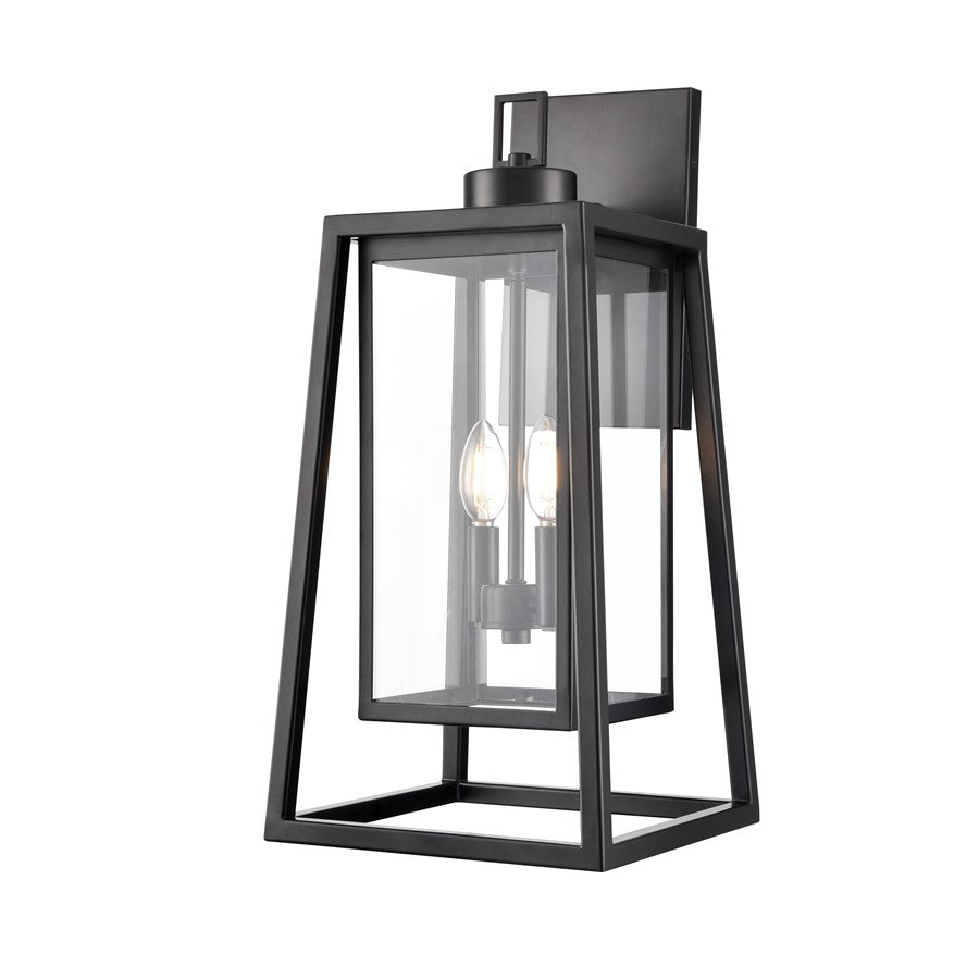 Millennium Lighting Denzell 2Lt 21" Outdoor Sconce, Black/Clear - 198502-PBK