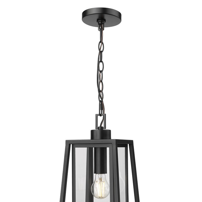 Millennium Denzell 1Lt 8" Outdoor Hanging Lantern, Black/Clear