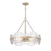 Millennium Sinclara 4Lt 25" Pendant, Brass/Clear Corrugated Pattern - 199904-VB