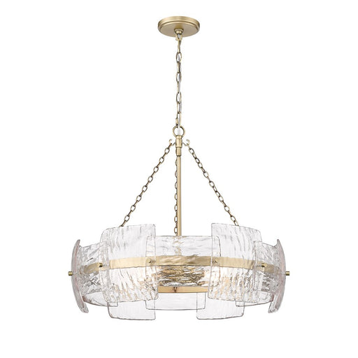 Millennium Sinclara 4Lt 25" Pendant, Brass/Clear Corrugated Pattern - 199904-VB