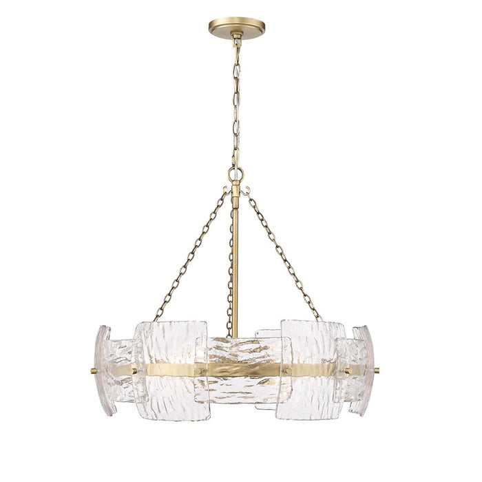 Millennium Sinclara 4Lt 25" Pendant, Brass/Clear Corrugated Pattern