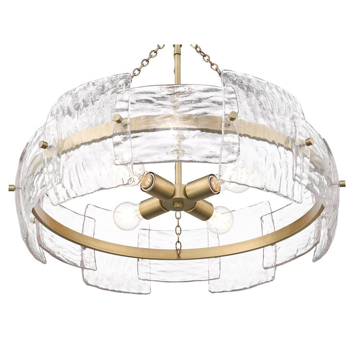 Millennium Sinclara 4Lt 25" Pendant, Brass/Clear Corrugated Pattern