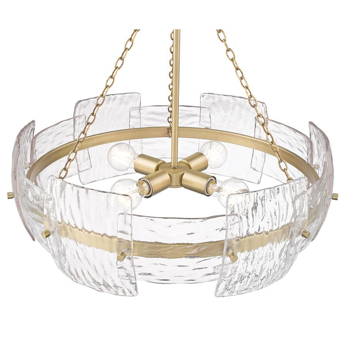 Millennium Sinclara 4Lt 25" Pendant, Brass/Clear Corrugated Pattern