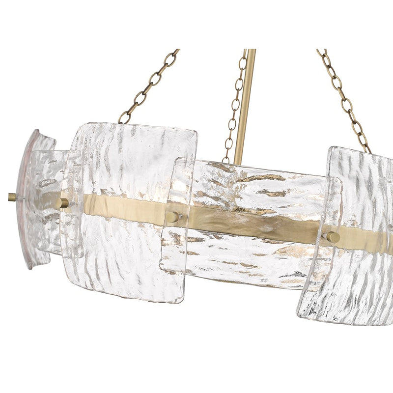 Millennium Sinclara 4Lt 25" Pendant, Brass/Clear Corrugated Pattern