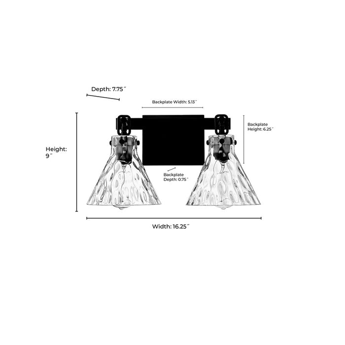 Millennium Lighting Barlon 2Lt Vanity, Polished Nickel/Clear