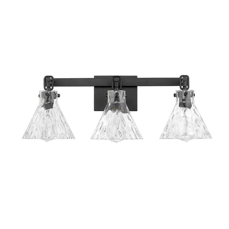 Millennium Lighting Barlon 3Lt Vanity, Black/Clear - 20003-MB