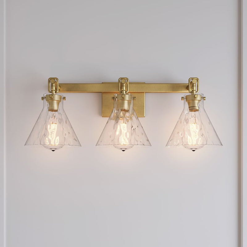 Millennium Lighting Barlon 3Lt Vanity, Vintage Brass/Clear