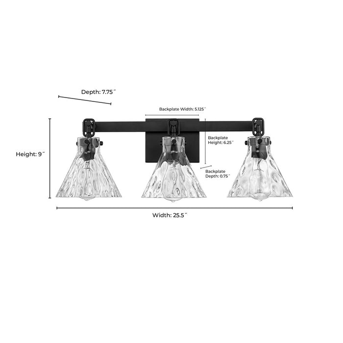 Millennium Lighting Barlon 3Lt Vanity, Vintage Brass/Clear