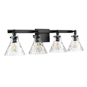 Millennium Lighting Barlon 34.75" 4Lt Vanity, Matte Black/Clear Water - 20004-MB