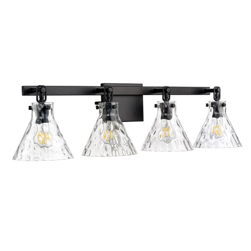 Millennium Lighting Barlon 34.75" 4Lt Vanity, Matte Black/Clear Water - 20004-MB