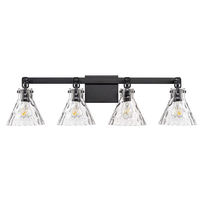 Millennium Lighting Barlon 34.75" 4Lt Vanity, Matte Black/Clear Water