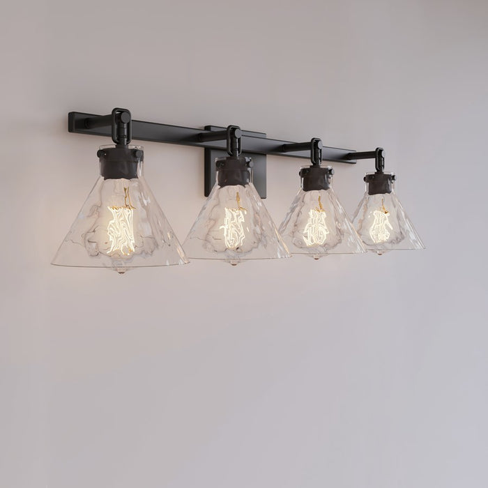 Millennium Lighting Barlon 34.75" 4Lt Vanity, Matte Black/Clear Water