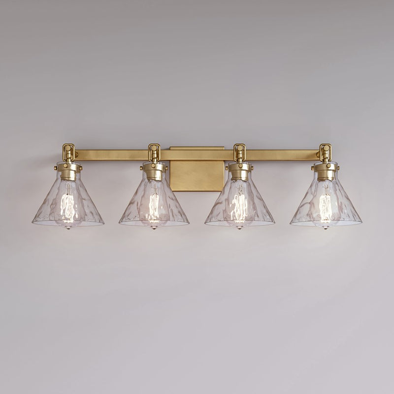 Millennium Barlon 34.75" 4Lt Vanity, Vintage Brass/Clear Water