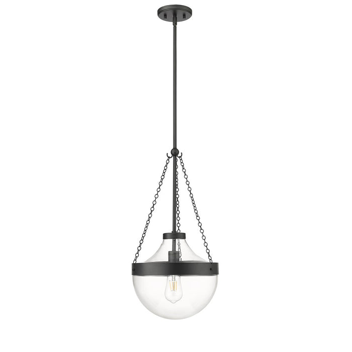Millennium Lighting Clarra 1Lt Pendant, Black/Clear - 20101-MB