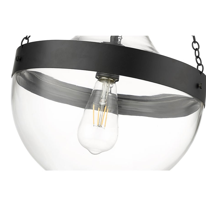 Millennium Lighting Clarra 1Lt Pendant, Black/Clear