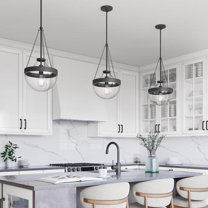 Millennium Lighting Clarra 1Lt Pendant, Black/Clear