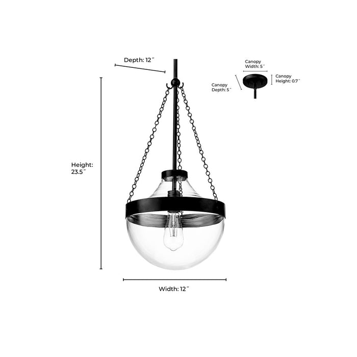 Millennium Lighting Clarra 1Lt Pendant, Polished Nickel