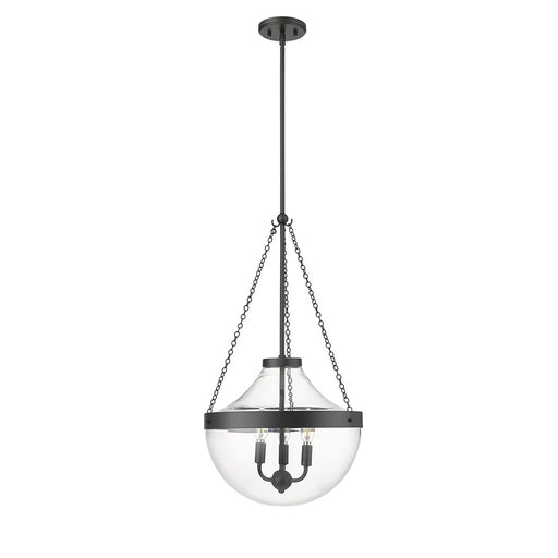 Millennium Lighting Clarra 3Lt Pendant, Black/Clear - 20103-MB