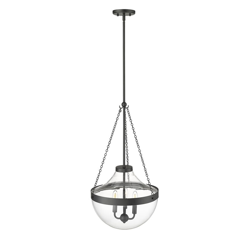 Millennium Lighting Clarra 3Lt Pendant, Black/Clear