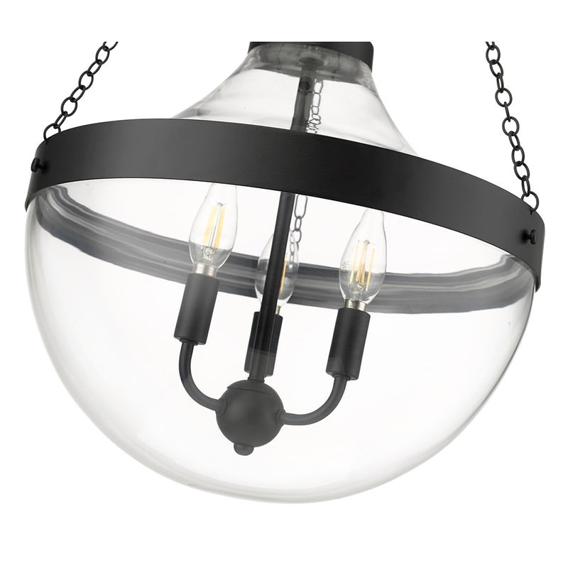 Millennium Lighting Clarra 3Lt Pendant, Black/Clear