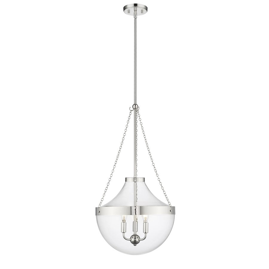 Millennium Lighting Clarra 3Lt Pendant, Polished Nickel - 20103-PN