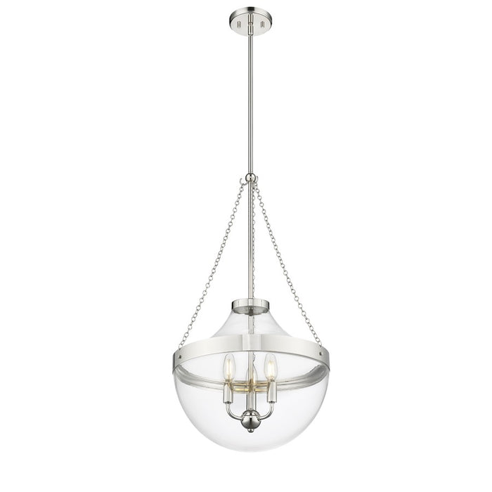 Millennium Lighting Clarra 3Lt Pendant, Polished Nickel