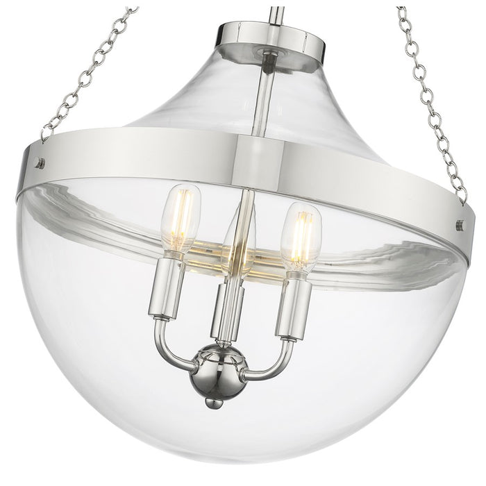 Millennium Lighting Clarra 3Lt Pendant, Polished Nickel