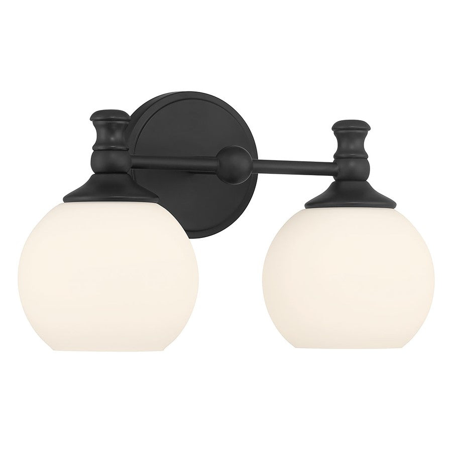 Millennium Orlisse 2Lt Bathroom Vanity Light, Black/Etched Opal - 201102-MB