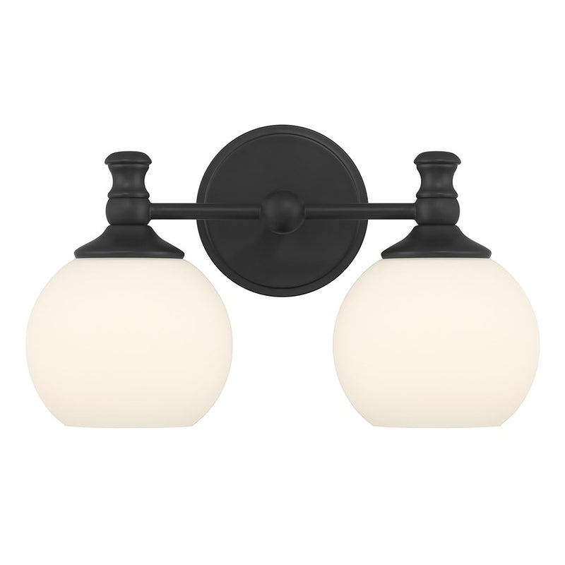 Millennium Orlisse 2Lt Bathroom Vanity Light, Black/Etched Opal