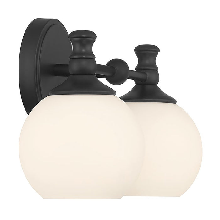Millennium Orlisse 2Lt Bathroom Vanity Light, Black/Etched Opal
