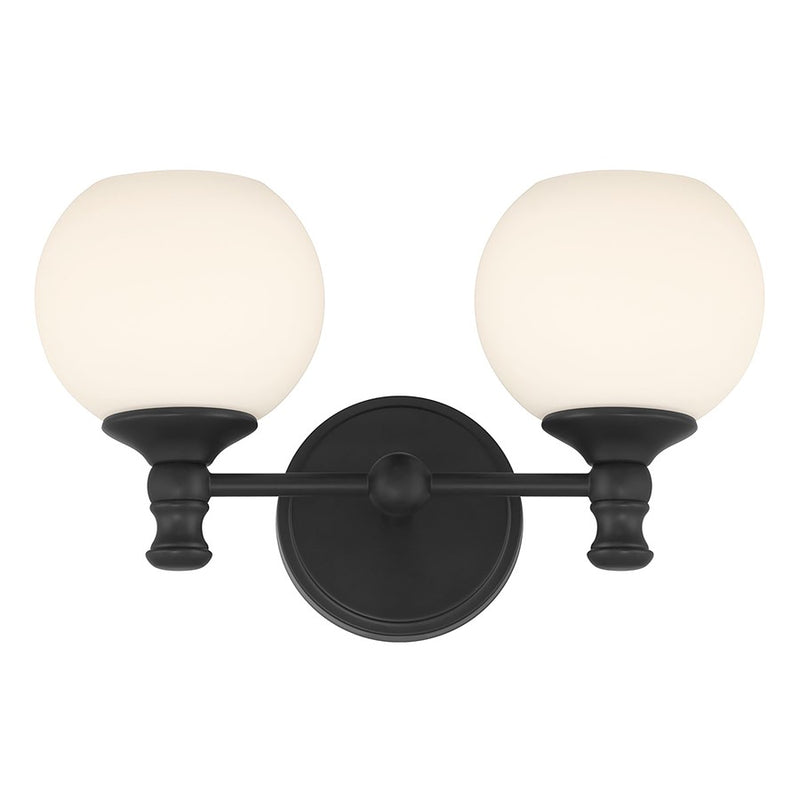 Millennium Orlisse 2Lt Bathroom Vanity Light, Black/Etched Opal