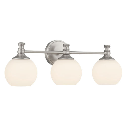 Millennium Orlisse 3Lt Bathroom Vanity Light, Nickel/Etched Opal - 201103-BN