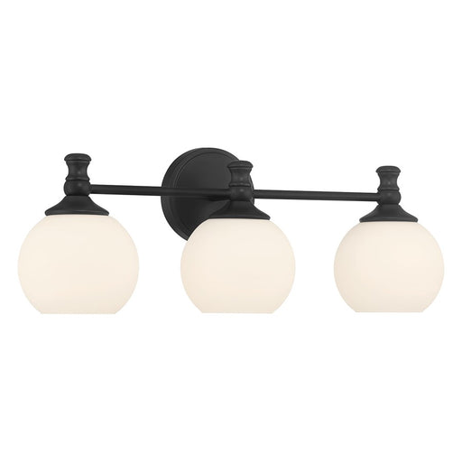 Millennium Orlisse 3Lt Bathroom Vanity Light, Black/Etched Opal - 201103-MB