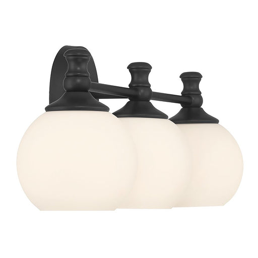 Millennium Orlisse 3Lt Bathroom Vanity Light, Black/Etched Opal