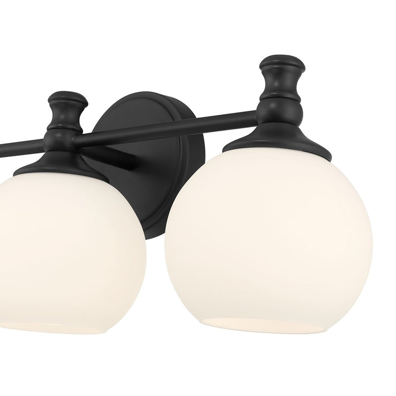 Millennium Orlisse 3Lt Bathroom Vanity Light, Black/Etched Opal