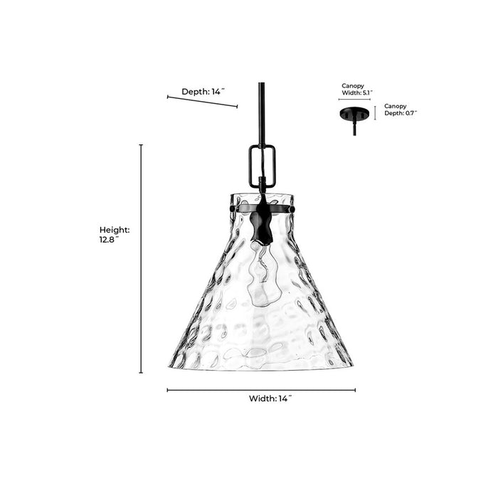 Millennium Lighting Barlon 1Lt Pendant, Black/Clear