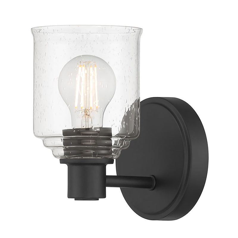 Millennium Vessair 1Lt Wall Sconce, Black/Clear Seeded - 202101-MB