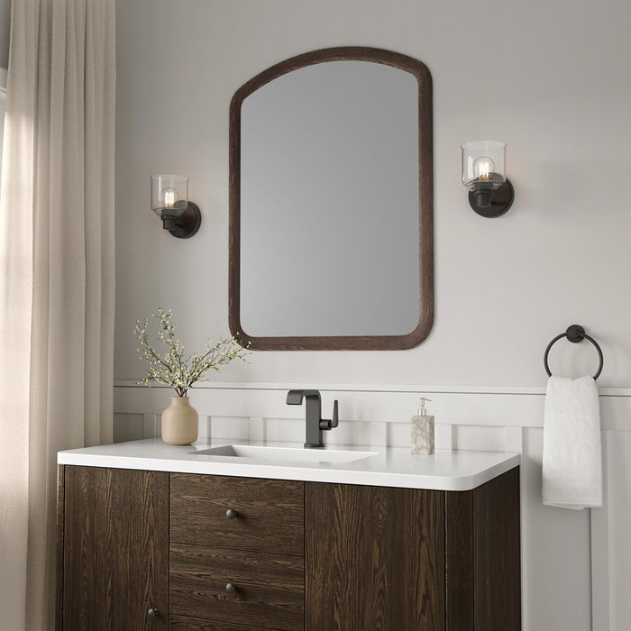 Millennium Vessair 1Lt Wall Sconce, Black/Clear Seeded