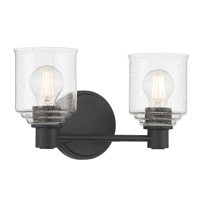 Millennium Vessair 2Lt Bathroom Vanity Light, Black/Clear Seeded - 202102-MB