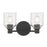 Millennium Vessair 2Lt Bathroom Vanity Light, Black/Clear Seeded