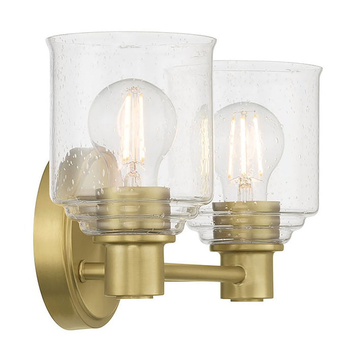 Millennium Vessair 2Lt Bathroom Vanity Light, Brass/Clear Seeded