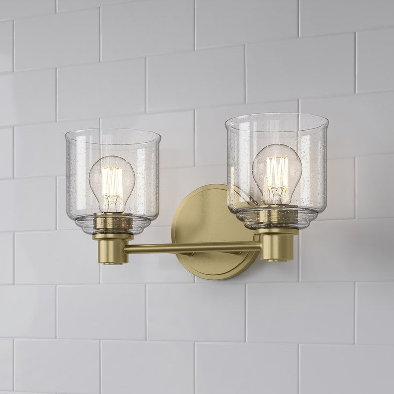 Millennium Vessair 2Lt Bathroom Vanity Light, Brass/Clear Seeded