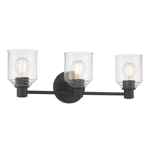 Millennium Vessair 3Lt Bathroom Vanity Light, Black/Clear Seeded - 202103-MB