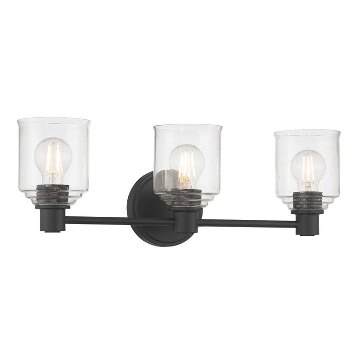 Millennium Vessair 3Lt Bathroom Vanity Light, Black/Clear Seeded - 202103-MB