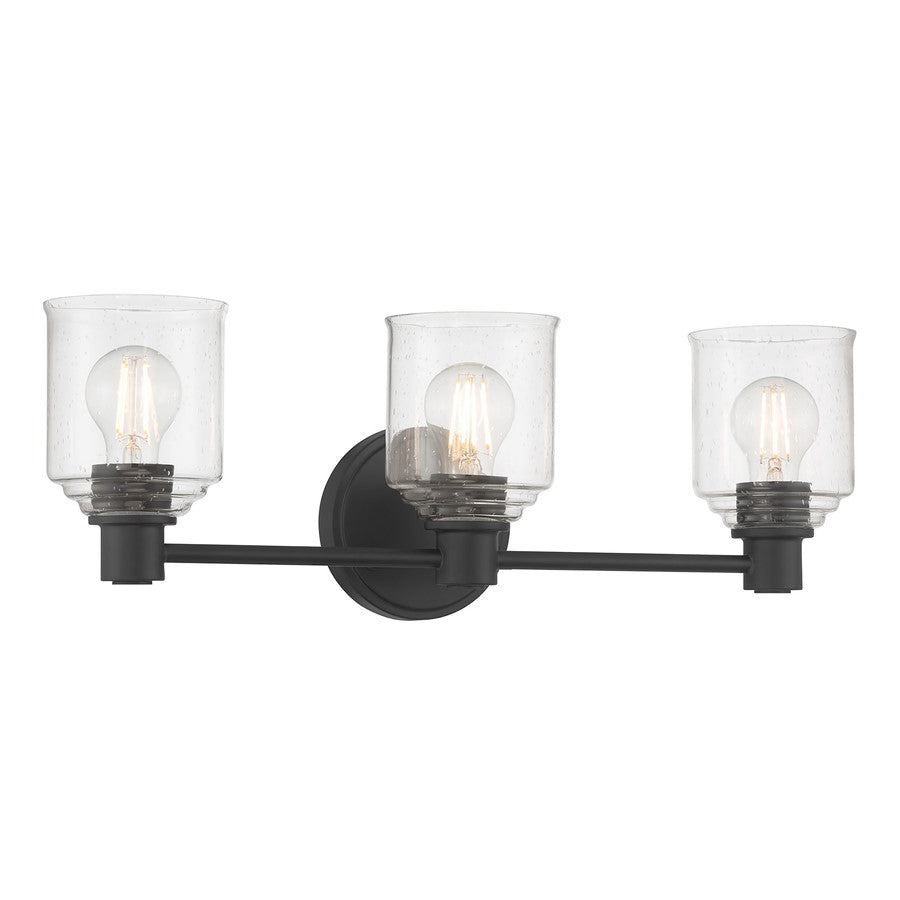 Millennium Vessair 3Lt Bathroom Vanity Light, Black/Clear Seeded - 202103-MB