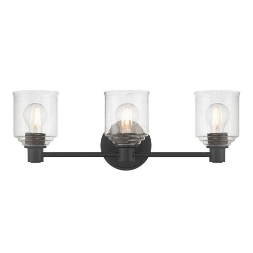Millennium Vessair 3Lt Bathroom Vanity Light, Black/Clear Seeded