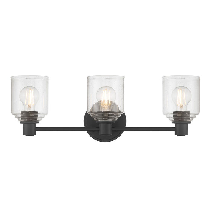 Millennium Vessair 3Lt Bathroom Vanity Light, Black/Clear Seeded