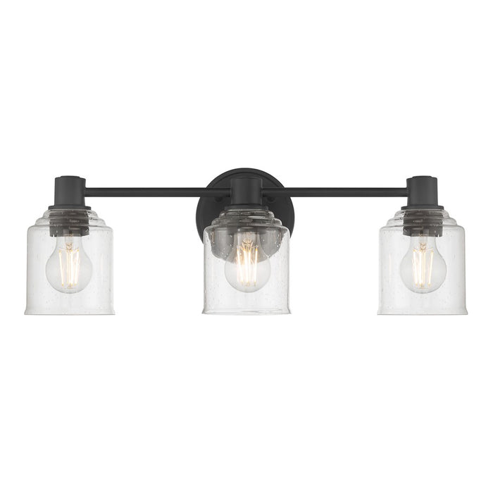 Millennium Vessair 3Lt Bathroom Vanity Light, Black/Clear Seeded